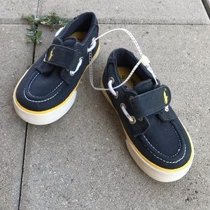 Boys POLO Ralph Lauren navy blue boat shoes NEW 💙💛 Cute & Classic Style